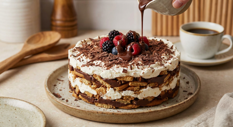Easy No-Bake Biscuit Cake (No Oven Needed)